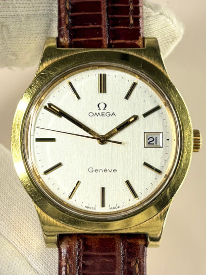 OMEGA Geneve *+PAPERS* Vintage 1970’s Men’s Manual Date Gold Dress Watch - 136.0102