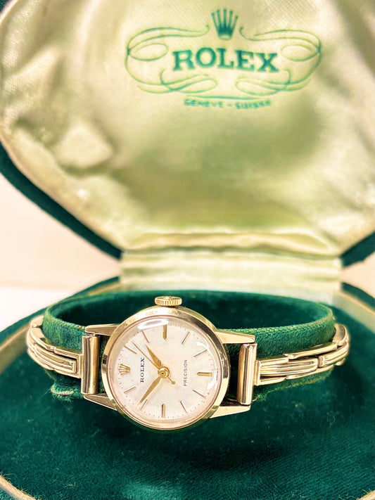 ROLEX 9ct Gold Ladies *+BOX* Precision Vintage 1960’s Manual Cocktail Watch