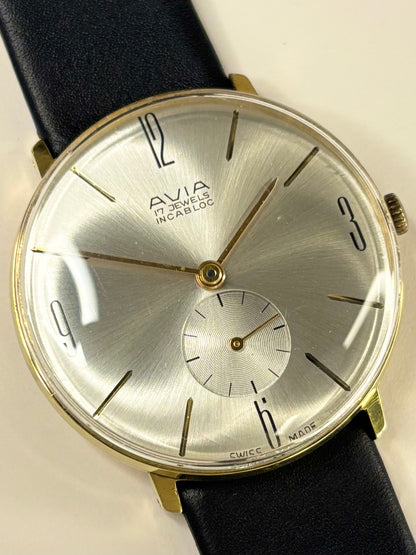Authentic Avia vintage 1960s timekeeper gold case manual movement