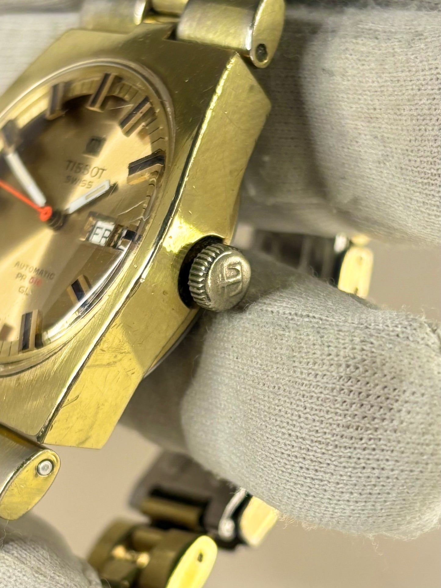 TISSOT PR516 *+BOX* Vintage 1970’s Men’s Automatic Day Date Gold Watch
