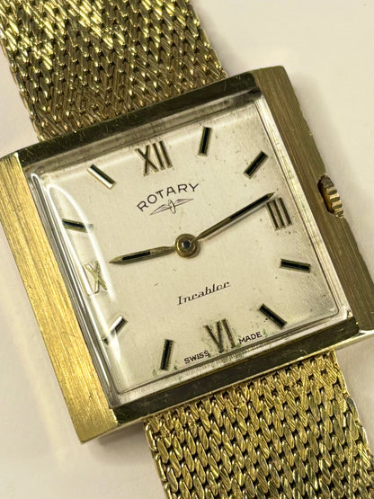 Rotary Ref. 1967 men’s 1967 dress timekeeper with gold plated case, white dial, manual movement and original box