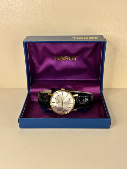 Tissot Seastar 1986 men’s dress timekeeper with gold plated case, white sunburst dial, calibre 2451 manual movement and original box