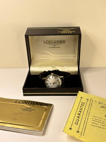Longines 1977 vintage men’s timepiece superb condition with box and sales papers