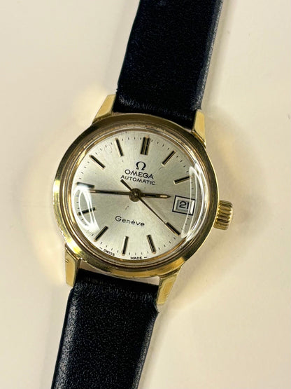 1972 Omega Geneve vintage women’s gold-plated watch with 22mm case and 11mm lug width