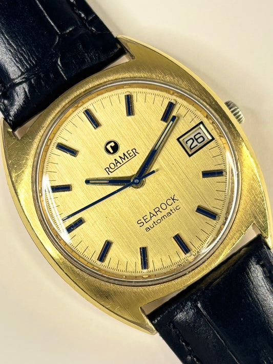 ROAMER Searock Vintage 1970’s Men’s Automatic Date Gold Dress Watch - 522