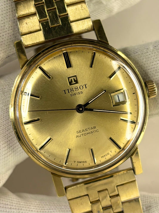 Vintage c.1973 Tissot automatic timepiece – men's gold-plated dress watch in good condition with age-appropriate marks