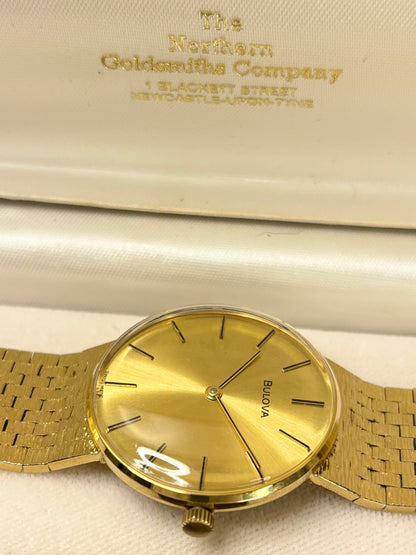 BULOVA Vintage 1970’s Men’s Manual Integrated Gold Bark Effect Dress Watch