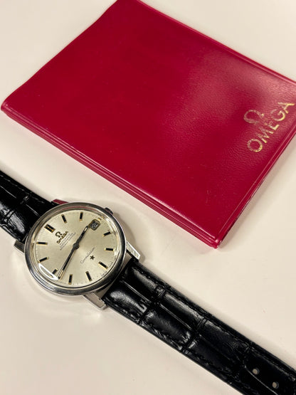 sales papers and wallet of Omega Constellation 1960s Ref. 168.018 automatic stainless steel watch