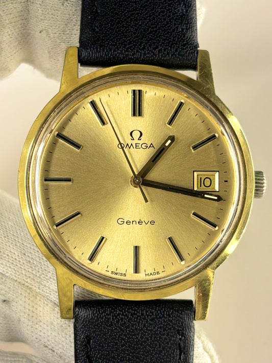 OMEGA Geneve Vintage 1970’s Men’s Manual Date Gold Dress Watch