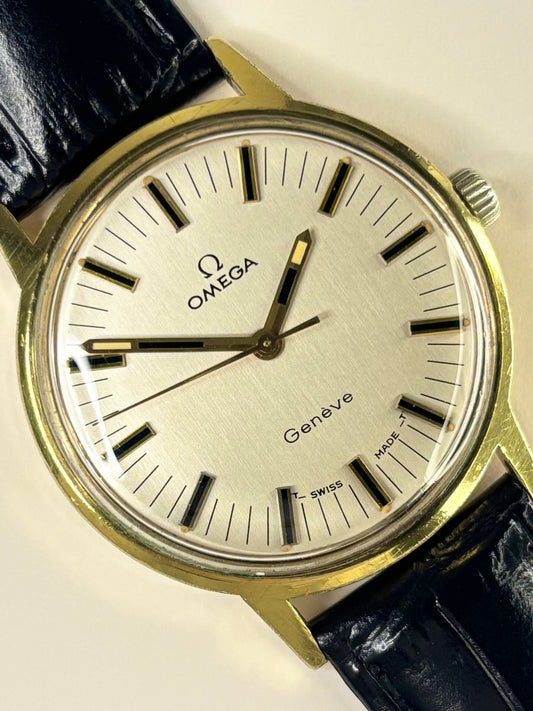 Omega Genève vintage men’s dress watch ref. 135.070 with gold-plated case and classic dial, c.1973