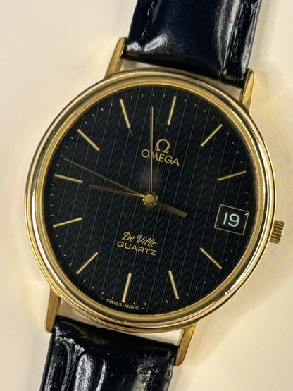 OMEGA De Ville Vintage 1970’s Men’s Black Dial Date Gold Dress Watch - 192.0057