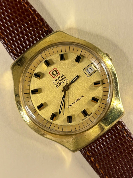 Omega Electronic f300Hz Chronometer Vintage 1970’s Men’s Gold Date Watch
