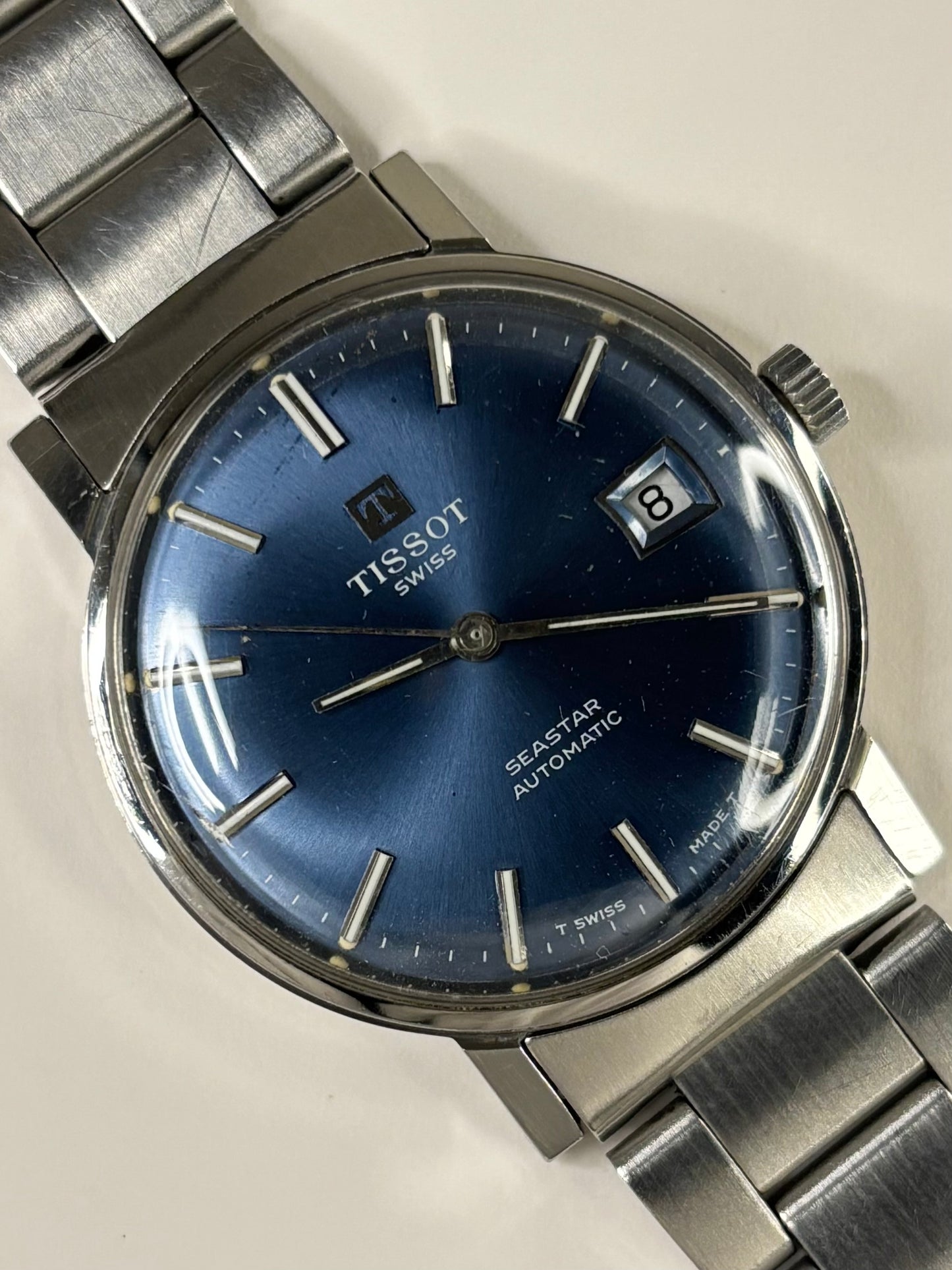 Tissot Seastar *BOXED* Vintage 1970’s Men’s Blue Dial Date Automatic Dress Watch