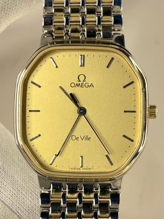 OMEGA De Ville Vintage 1980’s Quartz Bimetal Silver Gold Watch