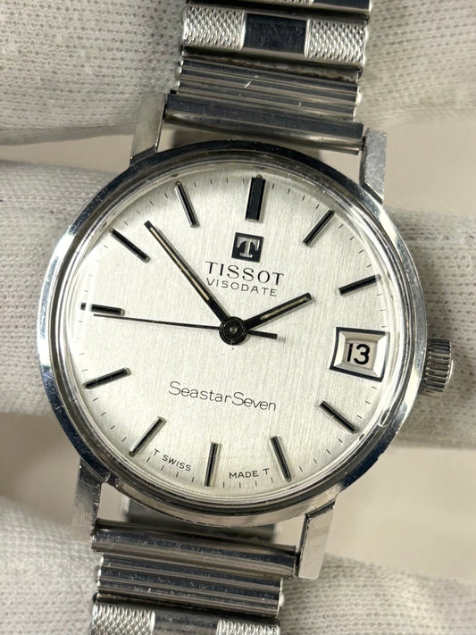 TISSOT Seastar Visodate Vintage 1970’s Men’s Manual Date Silver Watch
