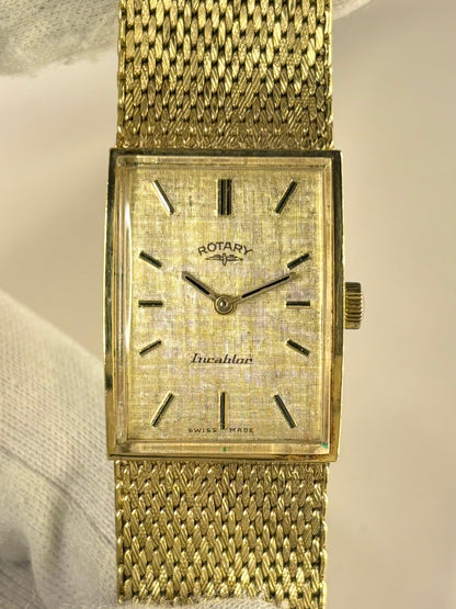 ROTARY Ladies Vintage 1970’s Linen Dial Manual Gold Watch