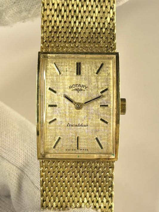 ROTARY Ladies Vintage 1970’s Linen Dial Manual Gold Watch