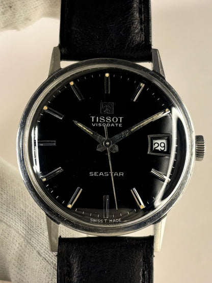 TISSOT Seastar Vintage 1960’s Men’s Black Dial Manual Silver Dress Watch