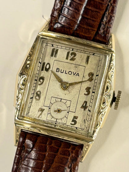 BULOVA Vintage 1950’s *+BOX&PAPERS* 10K Rolled Gold Men’s Manual Sub-Seconds Tank Watch - 10BM