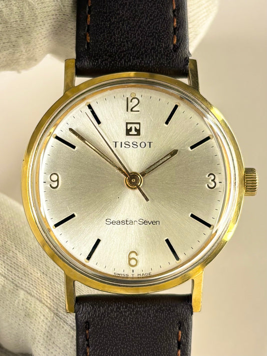 Vintage Tissot watch – c.1972 men's gold-plated manual dress watch with white sunburst dial, in good condition with minor age-appropriate marks