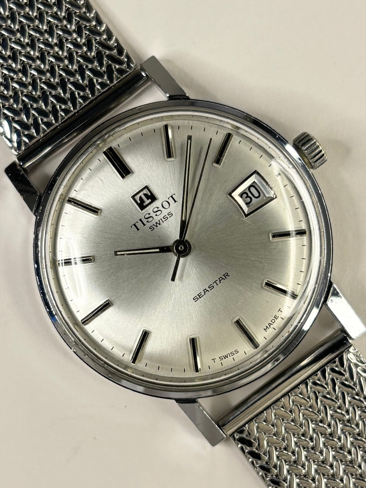 TISSOT Seastar Vintage 1970’s *+BOX&PAPERS* Men’s Manual Date Silver Watch