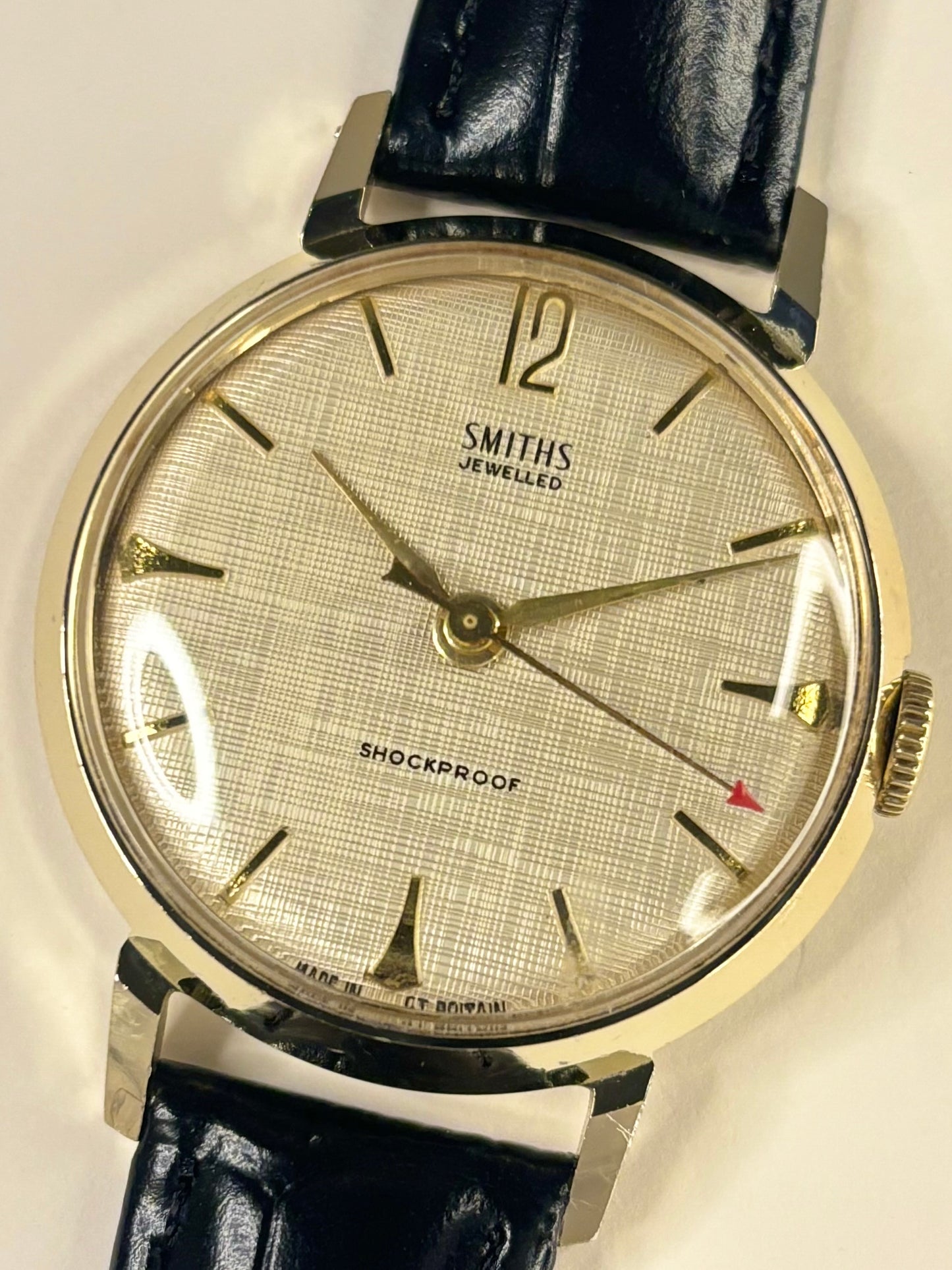 SMITHS Vintage 1960’s *LINEN DIAL* Men’s Manual Gold Dress Watch