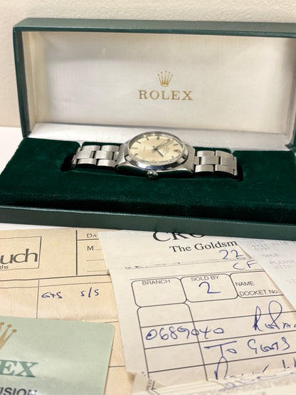 Rolex Oyster-Perpetual ref. 5500 vintage men’s automatic watch, stainless steel, 36mm case, original box and papers