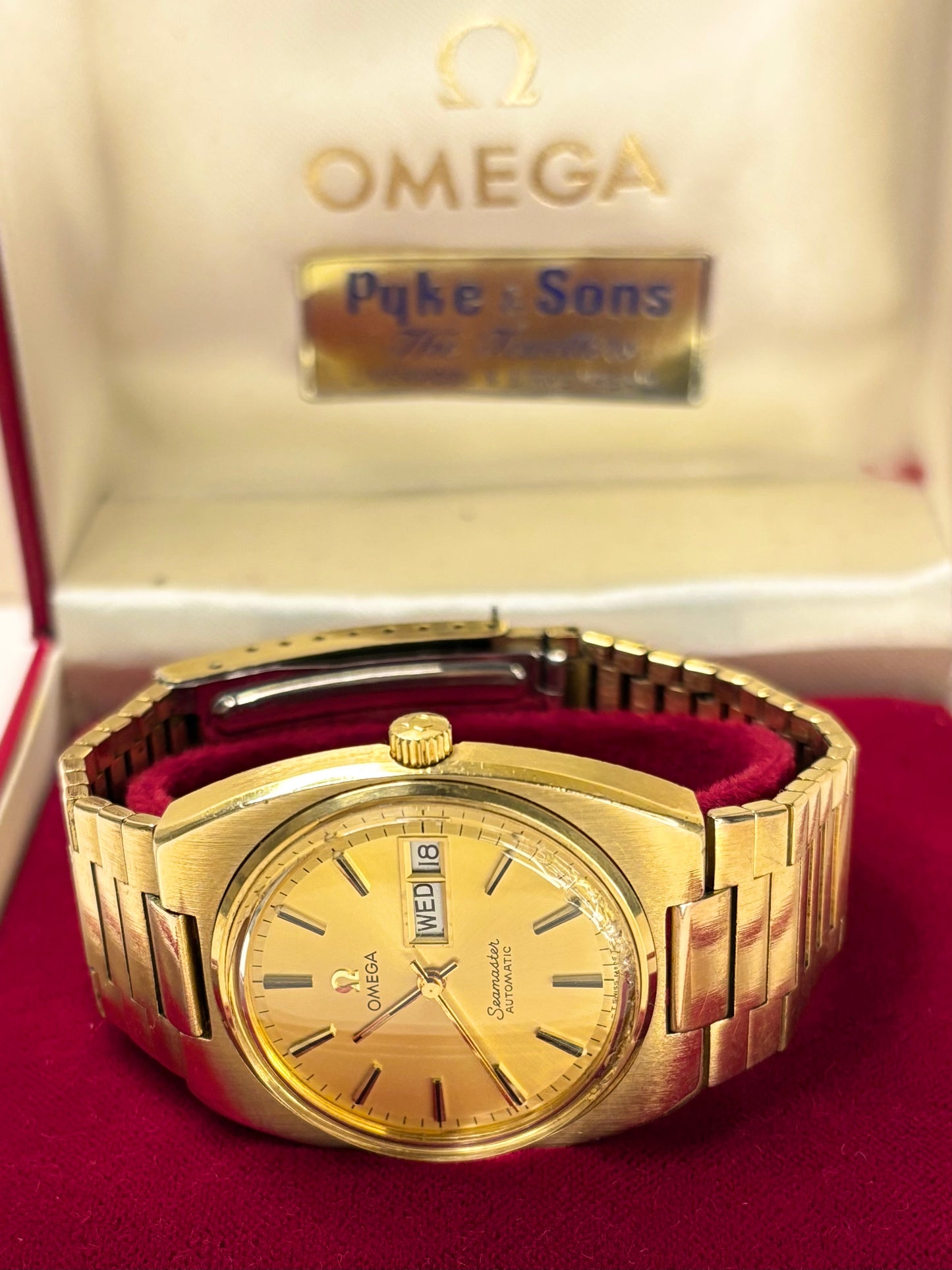 OMEGA Seamaster *+BOX* Vintage 1970’s Automatic DayDate Mens Gold Watch - 166.0216