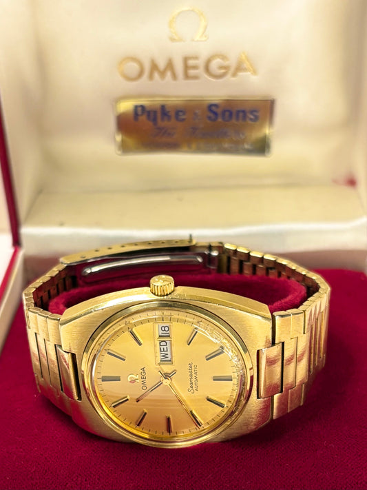 OMEGA Seamaster *+BOX* Vintage 1970’s Automatic DayDate Mens Gold Watch - 166.0216