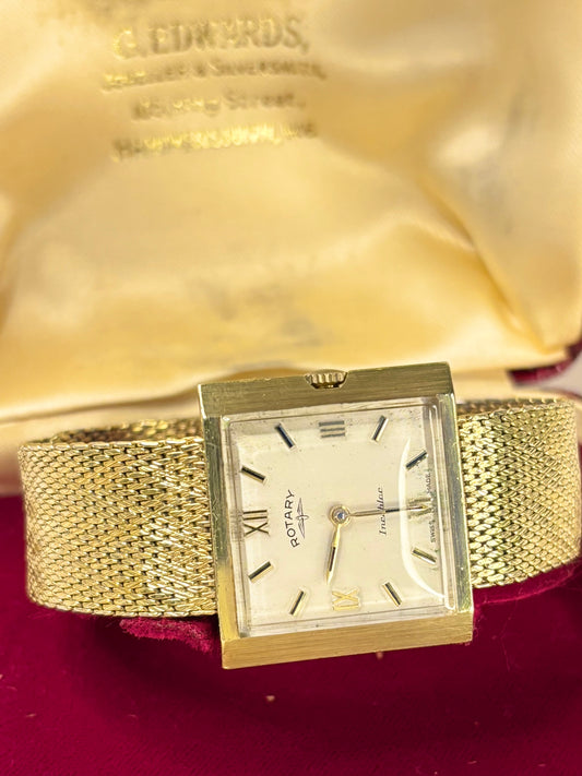 ROTARY Vintage 1960’s *BOX&PAPERS* Men’s Manual Integrated Gold Watch