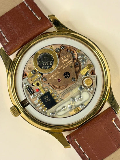 Luxury vintage Omega dress watch for men, dating to c.1976, featuring model 196.0071 and calibre 1342 quartz movement, a beautifully preserved handmade timepiece and dependable timekeeper