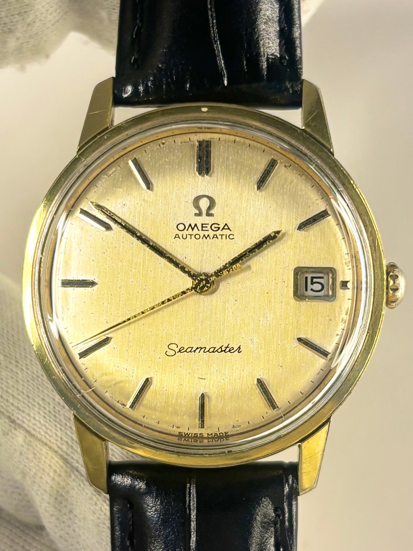 OMEGA Seamaster Vintage 1960’s Men’s Automatic Date Gold Dress Watch - 166.002