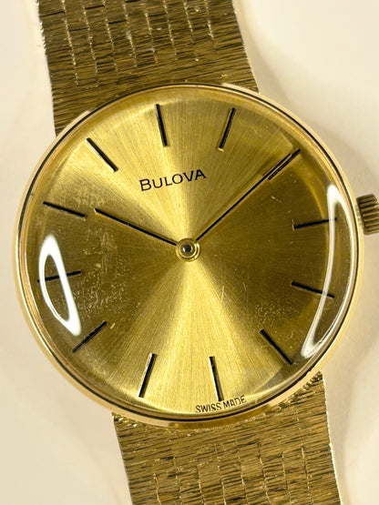 BULOVA Vintage 1970’s Men’s Manual Integrated Gold Bark Effect Dress Watch
