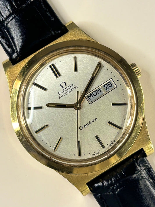 OMEGA Geneve Vintage 1970’s Men’s Automatic Day Date Gold Dress Watch - 166.0169