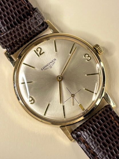 Vintage 1974 Longines men’s dress watch 9ct solid gold case sunburst dial