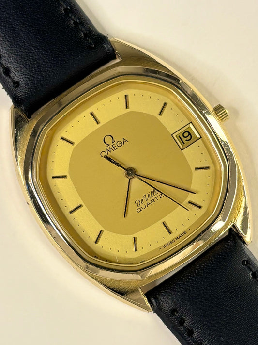 Vintage Omega watch – c.1973 men's gold-plated quartz dress watch in good condition with age-appropriate marks