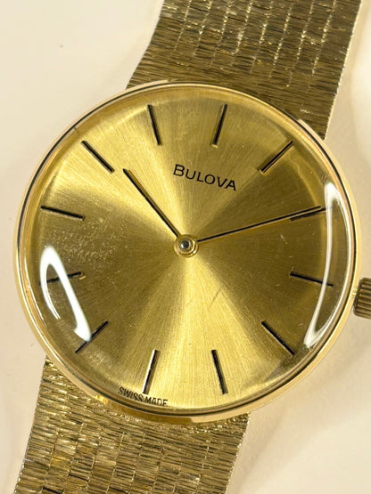 BULOVA Vintage 1970’s Men’s Manual Integrated Gold Bark Effect Dress Watch
