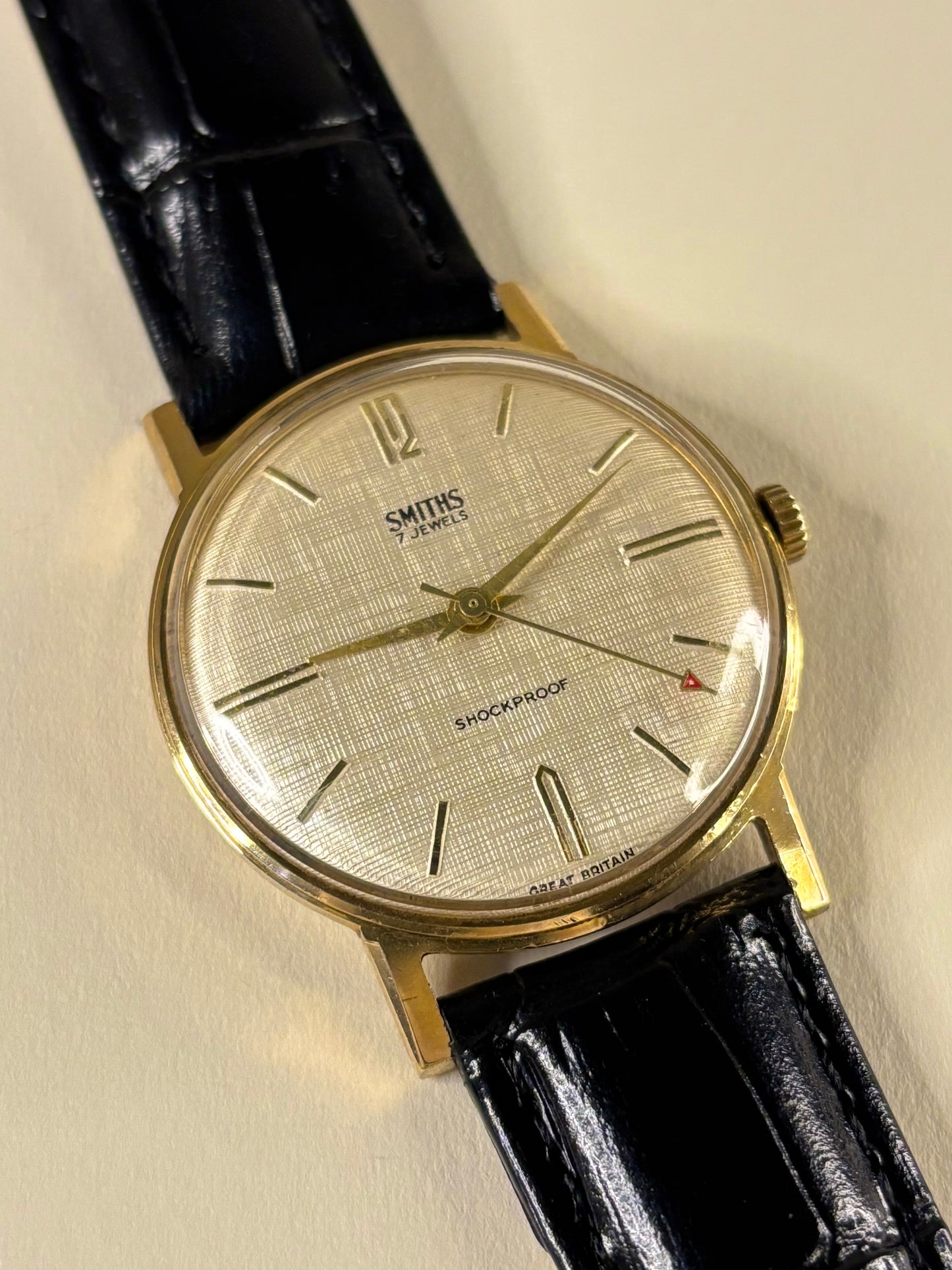Smiths Linen Dial Vintage 1960’s Men’s Gold Dress Watch