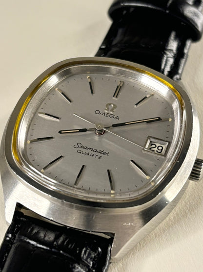 Omega Seamaster Ref. 196.0073 1976 men’s watch powered by calibre 1310 Swiss MegaQuartz movement with date function