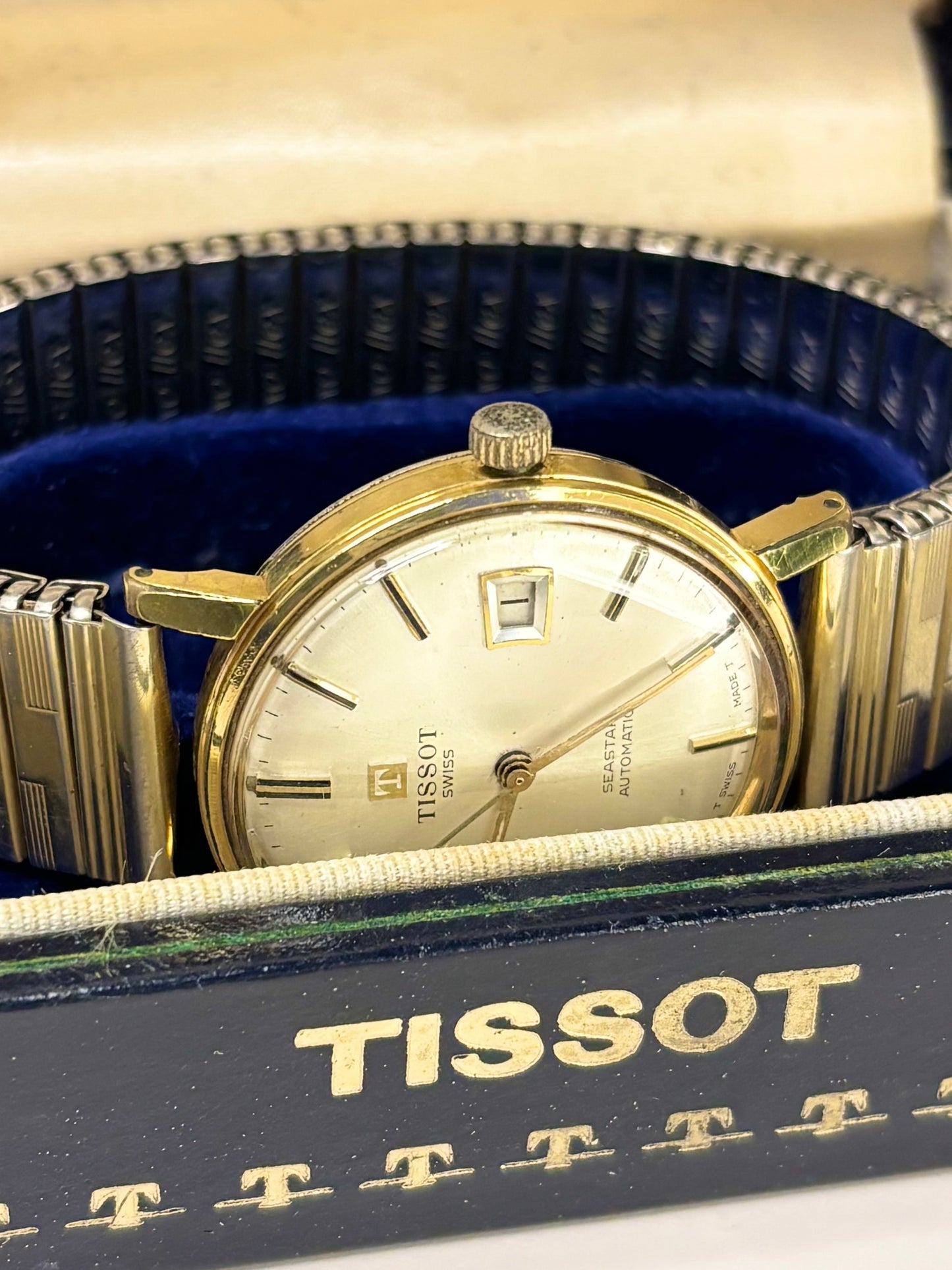 TISSOT Seastar *+BOX* Vintage 1960’s Men’s Automatic Date Gold Watch