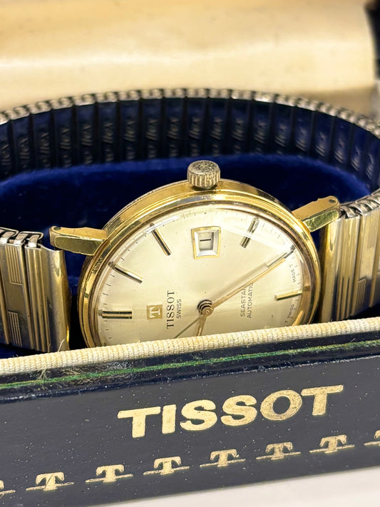 TISSOT Seastar *+BOX* Vintage 1960’s Men’s Automatic Date Gold Watch