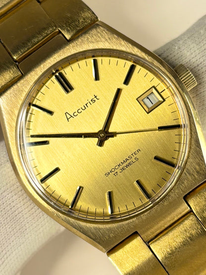 Vintage 1970s Accurist men’s gold dial watch with manual wind