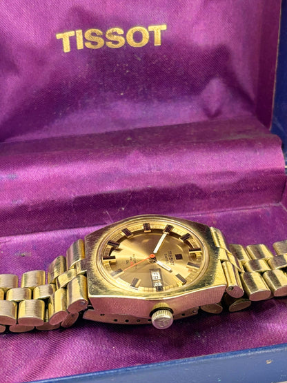 TISSOT PR516 *+BOX* Vintage 1970’s Men’s Automatic Day Date Gold Watch