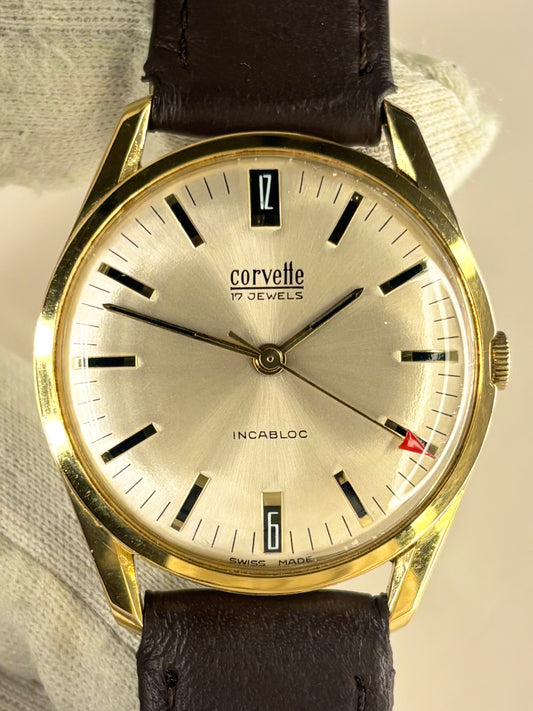 CORVETTE Vintage 1970’s *+BOX&PAPERS* Men’s Manual Gold Dress Watch