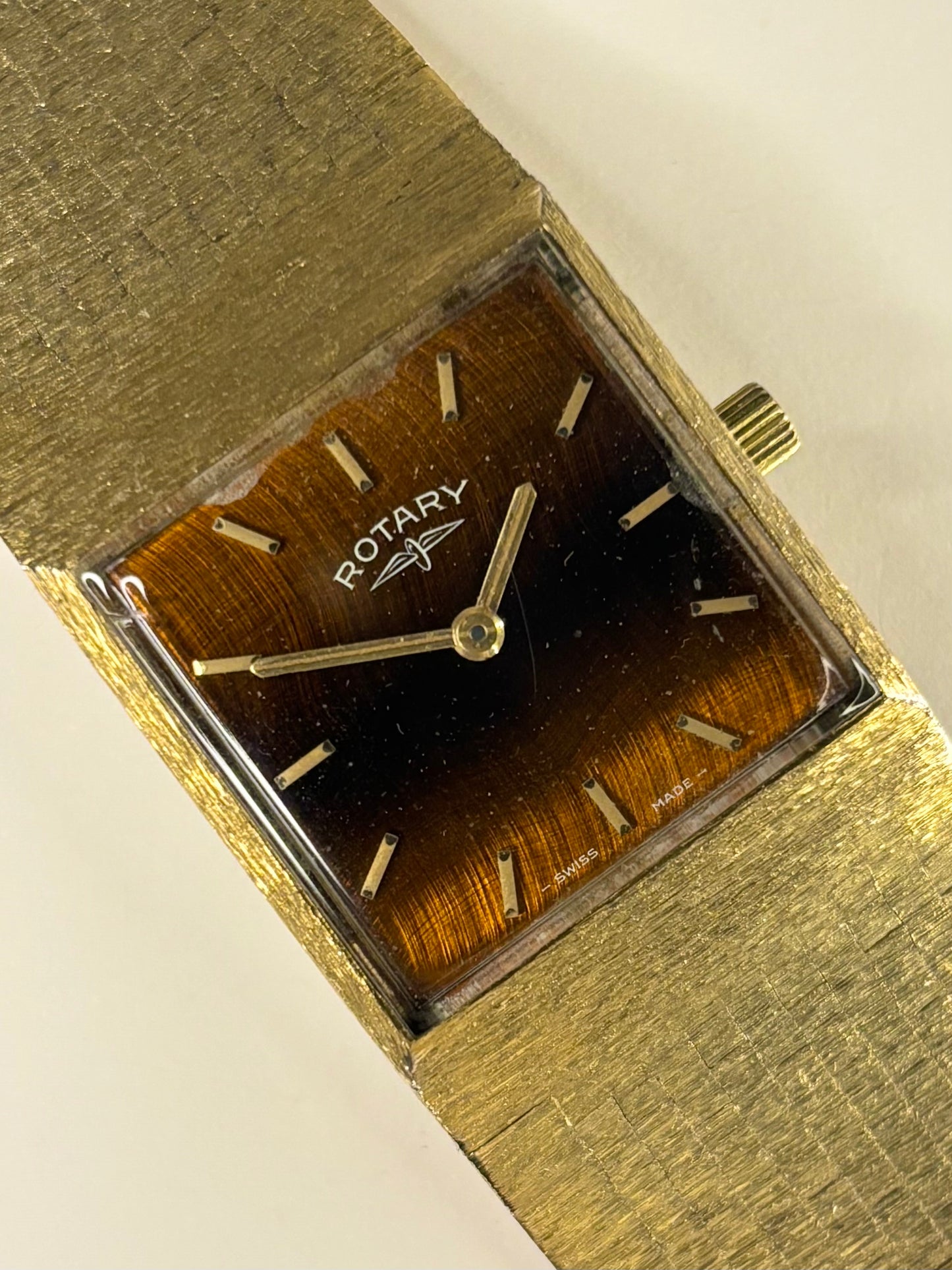 ROTARY ‘Tigers-Eye’ *RARE* Vintage 1970’s *+BOX* Men’s Manual Gold Dress Watch - 618