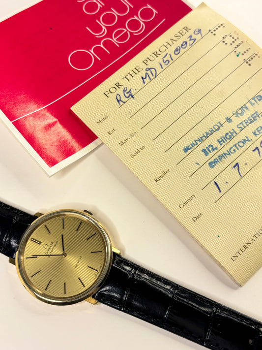 OMEGA De Ville *+PAPERS* Vintage 1970’s Men’s Automatic Gold Dress Watch - 151.0039