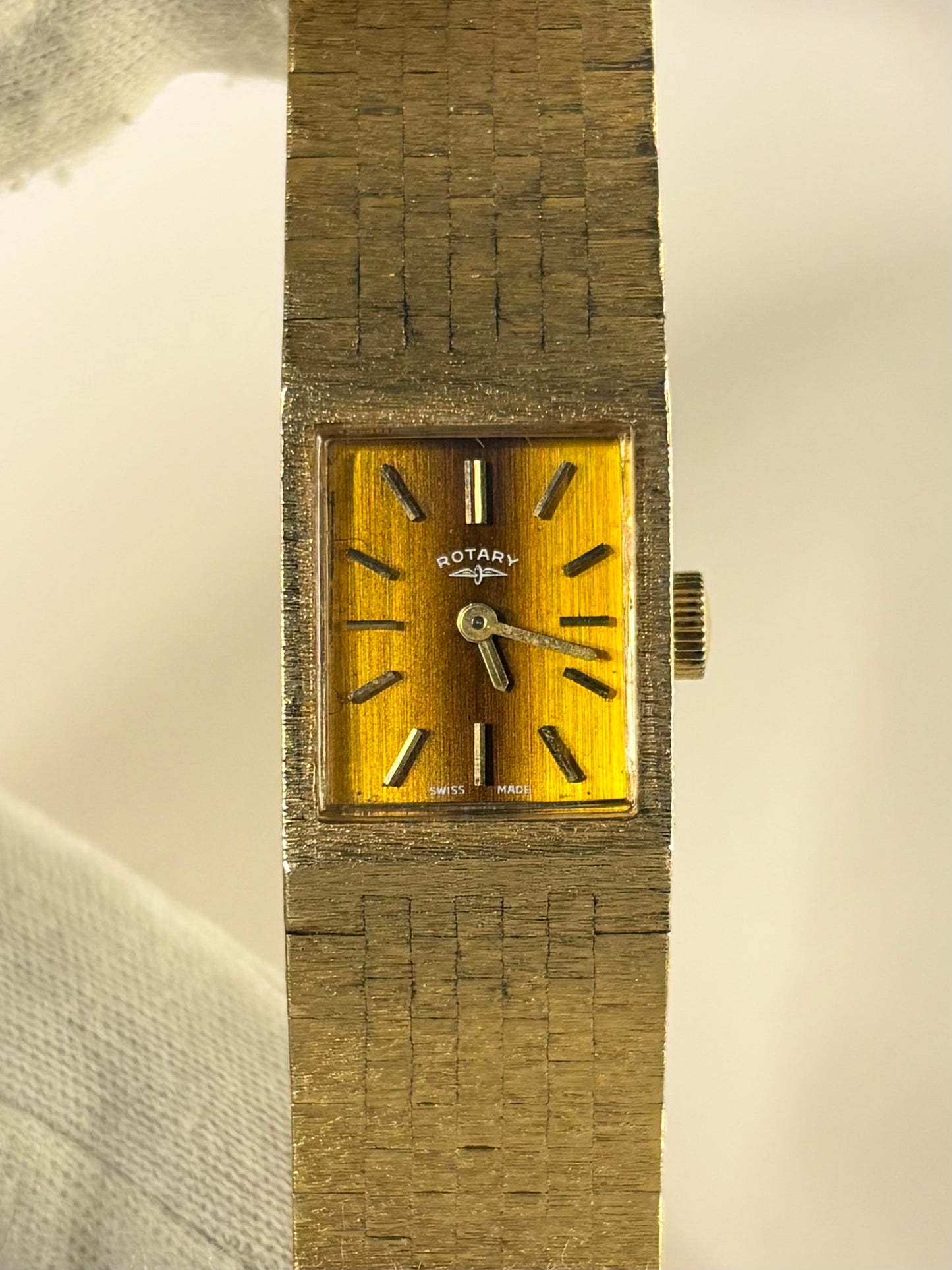ROTARY Ladies Tigers-Eye *+PAPERS* Vintage 1970’s Manual Gold Bracelet Watch