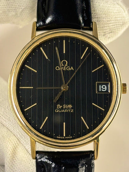 OMEGA De Ville Vintage 1970’s Men’s Black Dial Date Gold Dress Watch - 192.0057