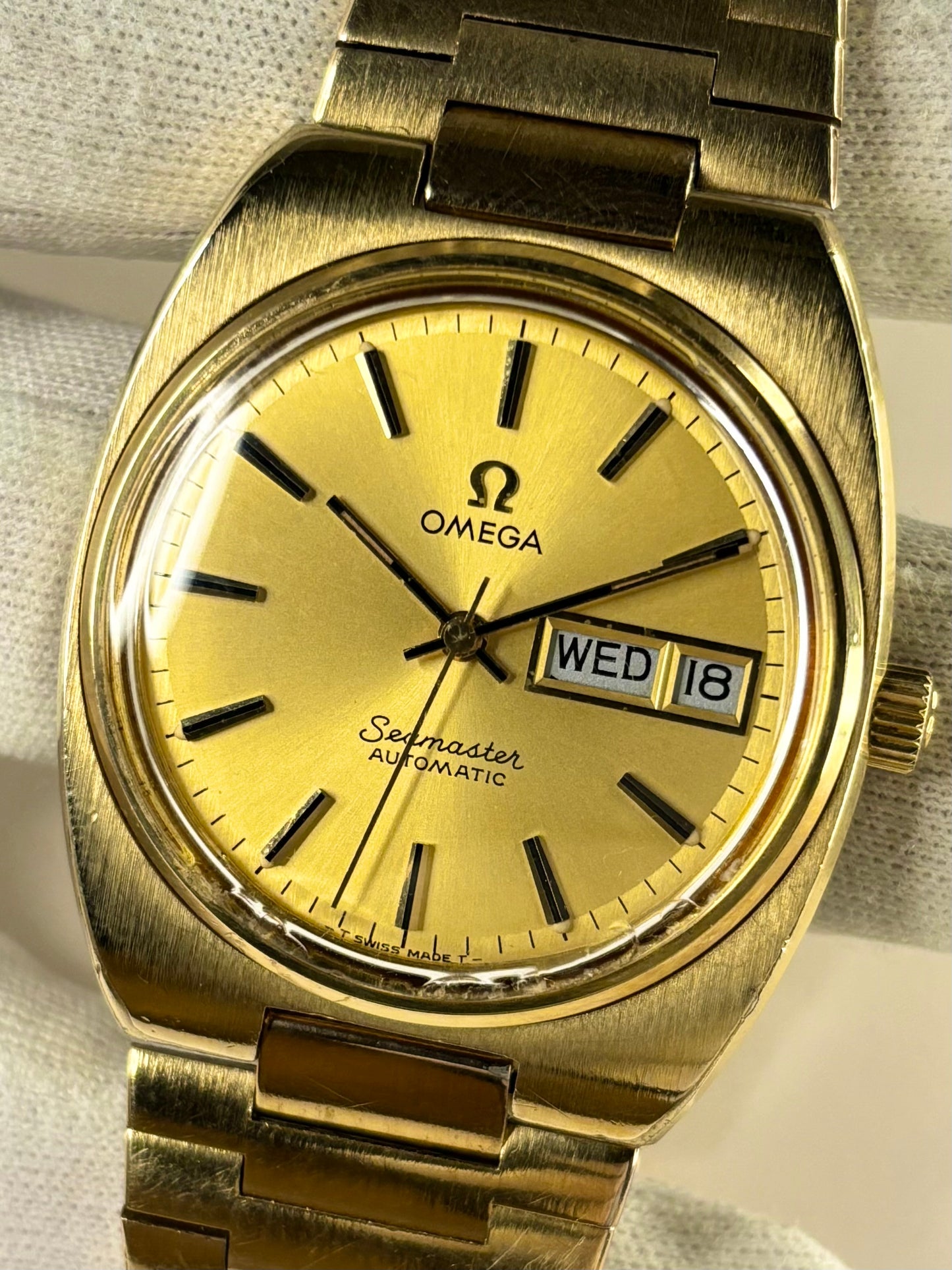 OMEGA Seamaster *+BOX* Vintage 1970’s Automatic DayDate Mens Gold Watch - 166.0216