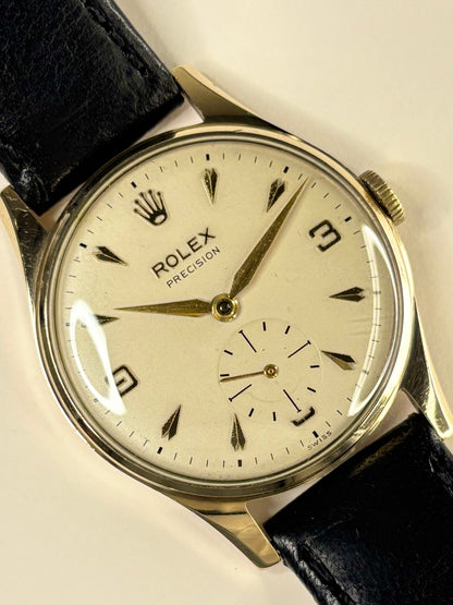ROLEX Precision 9ct Gold Vintage 1950’s Men’s Manual Dress Watch - 12868